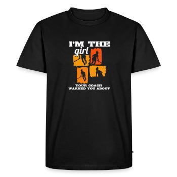 Hockey sur gazon Je suis la fille que votre entraîneur vous a prévenu Ab - T-shirt Premium bio Homme - noir - Devant - Nico (187cm)