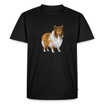 Longhair Collie Rough Collie Dog - Men's Premium Organic T-Shirt - black - Front - Nico (187cm)