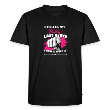 Regarde le dernier nerf de mon mari drôle femme - T-shirt Premium bio Homme - noir - Devant - Nico (187cm)