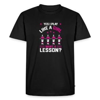 Yes I Play Like A Girl Want A Lesson Foosball Tabl - Men's Premium Organic T-Shirt - black - Front - Nico (187cm)