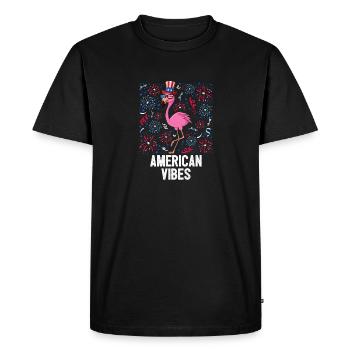 4th Of Juillet American Vibes Flamingo US Flag Pride - T-shirt Premium bio Homme - noir - Devant - Nico (187cm)