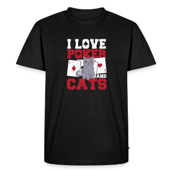 Aces Spades Flop Bluff J’aime le poker et les chats Cardg - T-shirt Premium bio Homme - noir - Devant - Nico (187cm)