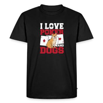 J’aime le poker et les chiens Flop Cardgame Aces Spades - T-shirt Premium bio Homme - noir - Devant - Nico (187cm)