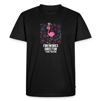 4 juillet Directeur des feux d’artifice Flamingo US Flag - T-shirt Premium bio Homme - noir - Devant - Nico (187cm)