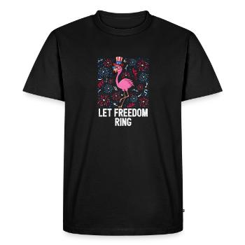 4th Of July Let Freedom Ring American Flag USA - Men's Premium Organic T-Shirt - black - Front - Nico (187cm)