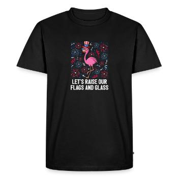 4 juillet Levons nos drapeaux et verre USA - T-shirt Premium bio Homme - noir - Devant - Nico (187cm)