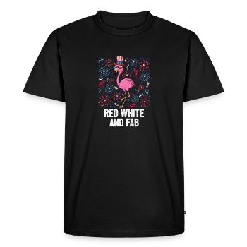 4 juillet Rouge Blanc Et Fab USA Flag Flamant Rose - T-shirt Premium bio Homme - noir - Devant - Nico (187cm)