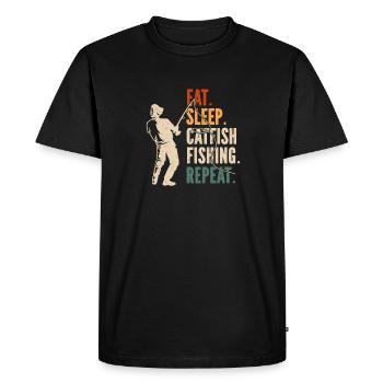 Pêche au poisson-chat Pêcheurs à la ligne - T-shirt Premium bio Homme - noir - Devant - Nico (187cm)