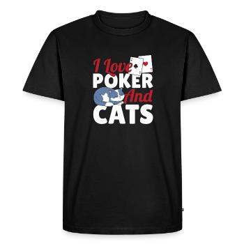 J’adore le poker et les chats Aces Spades Bluffing Texas H - T-shirt Premium bio Homme - noir - Devant - Nico (187cm)