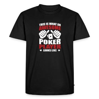 Awesome Poker Player Looks Like Flop Aces Spades - Men's Premium Organic T-Shirt - black - Front - Nico (187cm)