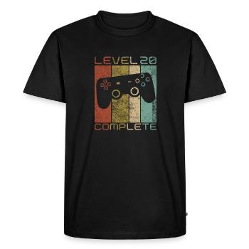 20 Birthday Gamer Niveau 20 Vintage complet - T-shirt Premium bio Homme - noir - Devant - Nico (187cm)