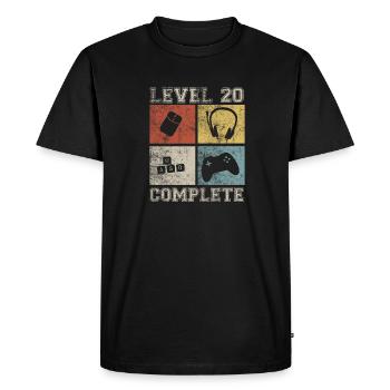 20 Birthday Gamer Niveau 20 Vintage complet - T-shirt Premium bio Homme - noir - Devant - Nico (187cm)