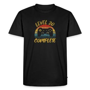 20 Geburtstag Gamer Level 20 complete Vintage - Männer Premium Bio T-Shirt - Schwarz - Vorne - Nico (187cm)