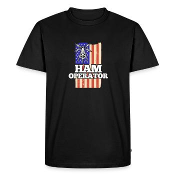 American Flag Signal Network Ham Radio Ham Operato - Men's Premium Organic T-Shirt - black - Front - Nico (187cm)