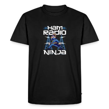 Funny Ham Radio Ninja Antenna Signal Amateur Radio - Men's Premium Organic T-Shirt - black - Front - Nico (187cm)
