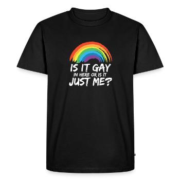 Fier allié LGBTQ est-il gay ici Gay Pride Parade - T-shirt Premium bio Homme - noir - Devant - Nico (187cm)