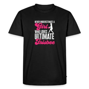Ultimate Frisbee Throwing Disc - Men's Premium Organic T-Shirt - black - Front - Nico (187cm)