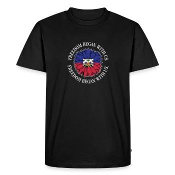 Mois du patrimoine haïtien La liberté a commencé avec nous - T-shirt Premium bio Homme - noir - Devant - Nico (187cm)