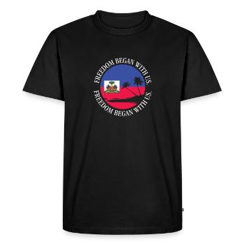 Fierté haïtienne Mois du patrimoine haïtien Début de la liberté - T-shirt Premium bio Homme - noir - Devant - Nico (187cm)