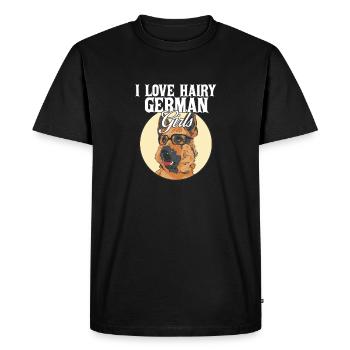 J’aime les filles allemandes poilues drôle de berger allemand - T-shirt Premium bio Homme - noir - Devant - Nico (187cm)