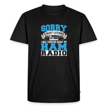 Thinking About My Ham Radio Network Radio Operator - Men's Premium Organic T-Shirt - black - Front - Nico (187cm)