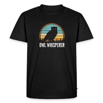 Owl Whisperer Retro Birds Of Prey Enthusiast Noctu - T-shirt Premium bio Homme - noir - Devant - Nico (187cm)