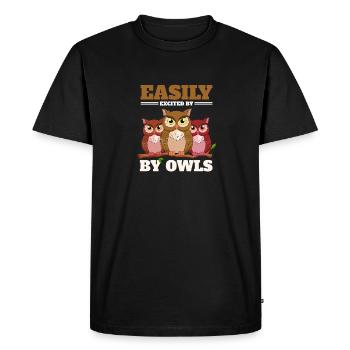 Enthusiast Nocturnal Bird Bird Lover Easily Excite - Men's Premium Organic T-Shirt - black - Front - Nico (187cm)