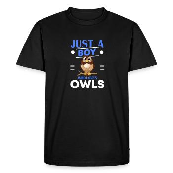 Juste un garçon qui aime les hiboux Amoureux des oiseaux Ornithologue - T-shirt Premium bio Homme - noir - Devant - Nico (187cm)