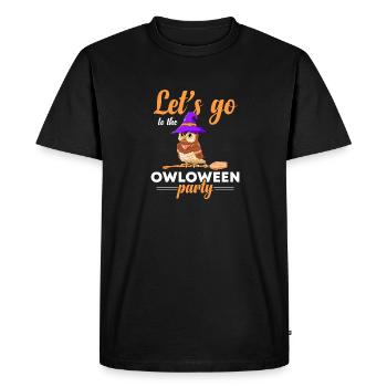 Allons à la fête Owloween Owl Nocturnal Ornit - T-shirt Premium bio Homme - noir - Devant - Nico (187cm)