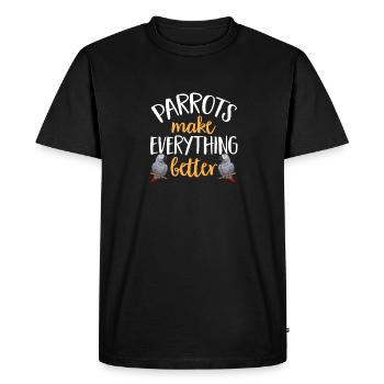 Graupapagei Perroquet gris d’Afrique Papagei - T-shirt Premium bio Homme - noir - Devant - Nico (187cm)