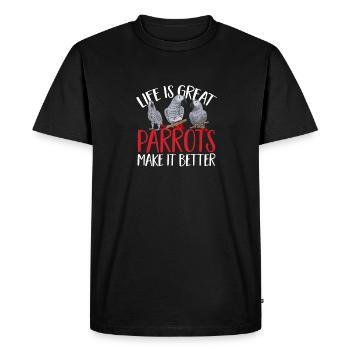 Graupapagei Perroquet gris d’Afrique Papagei - T-shirt Premium bio Homme - noir - Devant - Nico (187cm)