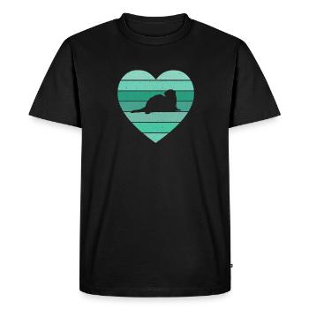 Vintage Heart Weasel Ferret Retro Cute - Men's Premium Organic T-Shirt - black - Front - Nico (187cm)