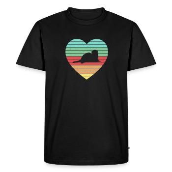 Weasel Cute Retro Ferret Fan Vintage Heart - Men's Premium Organic T-Shirt - black - Front - Nico (187cm)