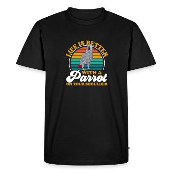 Graupapagei Perroquet gris d’Afrique Papagei - T-shirt Premium bio Homme - noir - Devant - Nico (187cm)