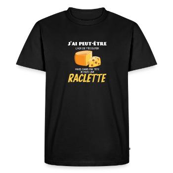 T écouter mais dans ma tête je fais une raclette - T-shirt Premium bio Homme - noir - Devant - Nico (187cm)