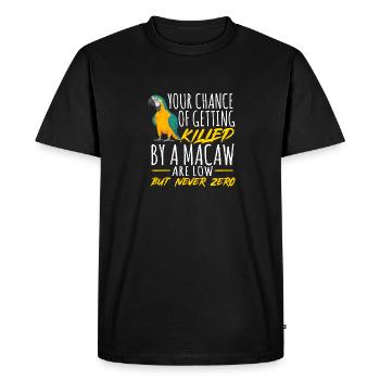 Ara à poitrine jaune Perroquet bleu et ara jaune - T-shirt Premium bio Homme - noir - Devant - Nico (187cm)