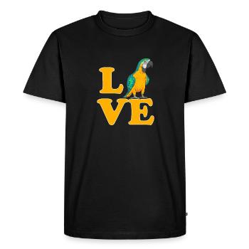 Ara à poitrine jaune Perroquet bleu et ara jaune - T-shirt Premium bio Homme - noir - Devant - Nico (187cm)