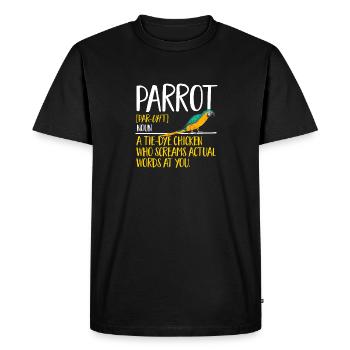 Ara à poitrine jaune Perroquet bleu et ara jaune - T-shirt Premium bio Homme - noir - Devant - Nico (187cm)