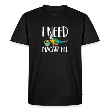 Ara à poitrine jaune Perroquet bleu et ara jaune - T-shirt Premium bio Homme - noir - Devant - Nico (187cm)
