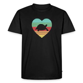 Retro Tortoise Vintage Heart Turtle Reptile - Men's Premium Organic T-Shirt - black - Front - Nico (187cm)