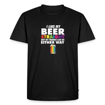 Fier allié LGBT J’aime ma bière Straight Rainbow - T-shirt Premium bio Homme - noir - Devant - Nico (187cm)