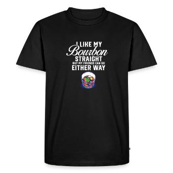 LGBT fier allié J’aime mon bourbon hétéro gay - T-shirt Premium bio Homme - noir - Devant - Nico (187cm)