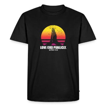 Aimer Dieu publiquement Verset biblique Citation Église de Jésus - T-shirt Premium bio Homme - noir - Devant - Nico (187cm)
