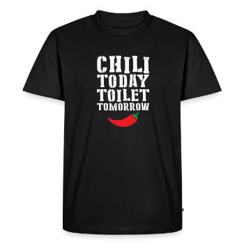Nourriture épicée chaude poivron rouge drôle Chili aujourd’hui toilette - T-shirt Premium bio Homme - noir - Devant - Nico (187cm)