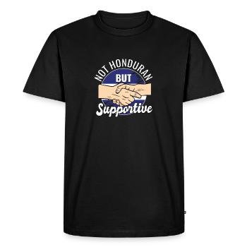 Pas hondurien mais un voyageur de campagne solidaire - T-shirt Premium bio Homme - noir - Devant - Nico (187cm)