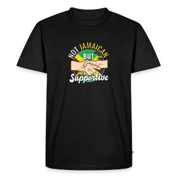 Pas jamaïcain mais voyageur de campagne solidaire - T-shirt Premium bio Homme - noir - Devant - Nico (187cm)