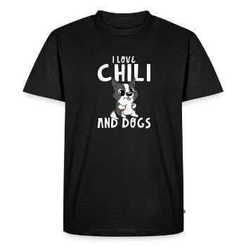 Nourriture épicée Poivre Drôle mignon J’aime le Chili et les chiens - T-shirt Premium bio Homme - noir - Devant - Nico (187cm)