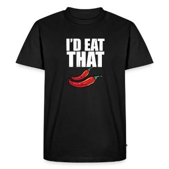 C’est drôle que je mangerais ce piment rouge mignon épicé chaud - T-shirt Premium bio Homme - noir - Devant - Nico (187cm)