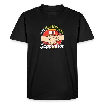 Pas monténégrin mais voyageur de campagne solidaire - T-shirt Premium bio Homme - noir - Devant - Nico (187cm)