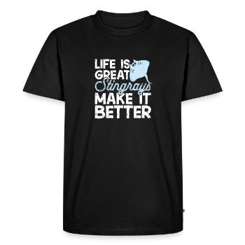 Stingrays, manta rays, ocean rays, rays - Men's Premium Organic T-Shirt - black - Front - Nico (187cm)